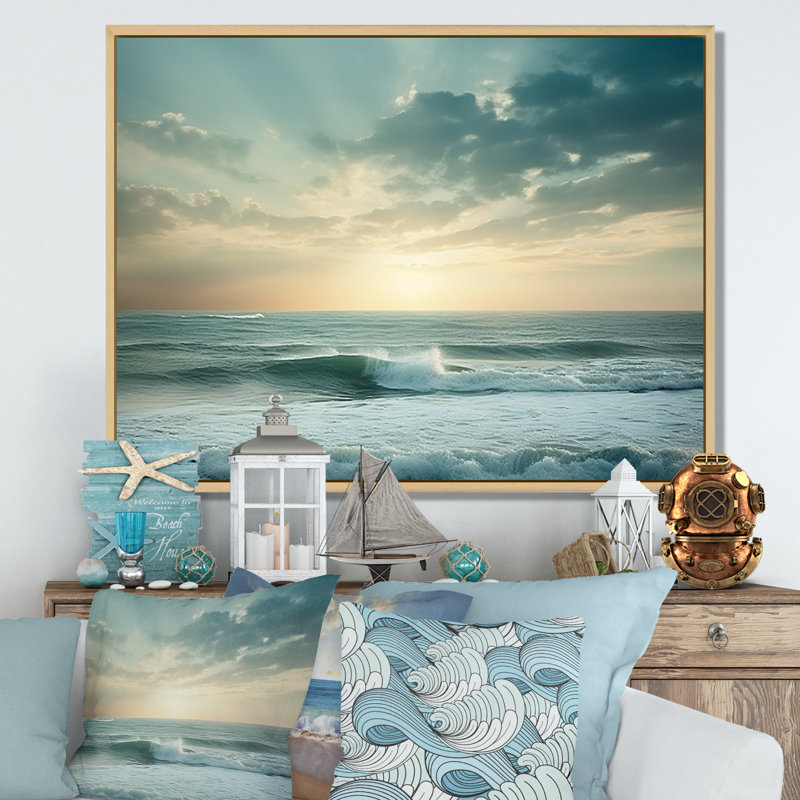 Vue de paysage de vagues côtières - art mural de grandes vagues côtières, H 34 po x l 44 po x P 1,5 po