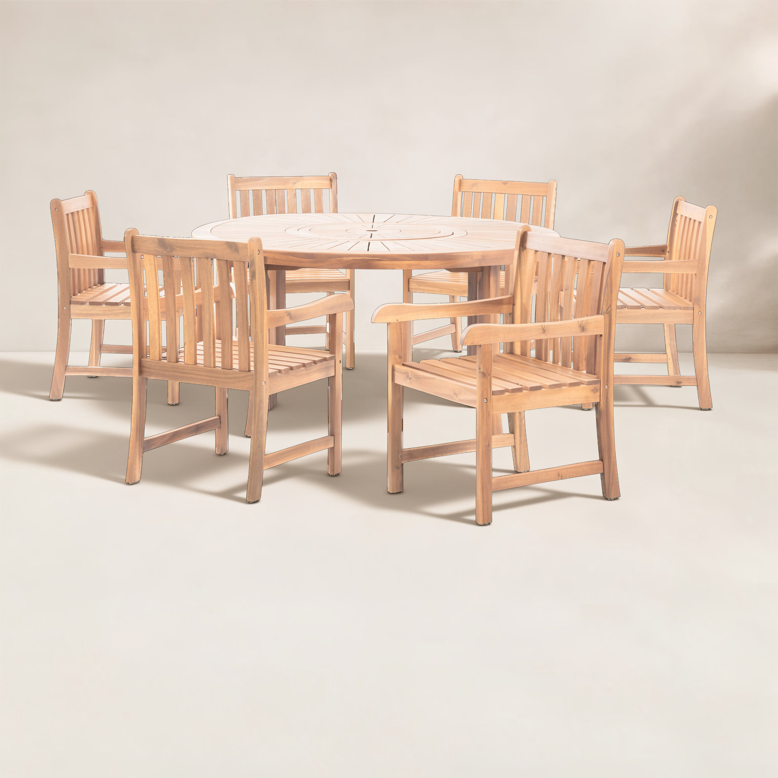 Ross Acacia Patio Dining Set, 6, 29.5" H x 59" W x 59" D