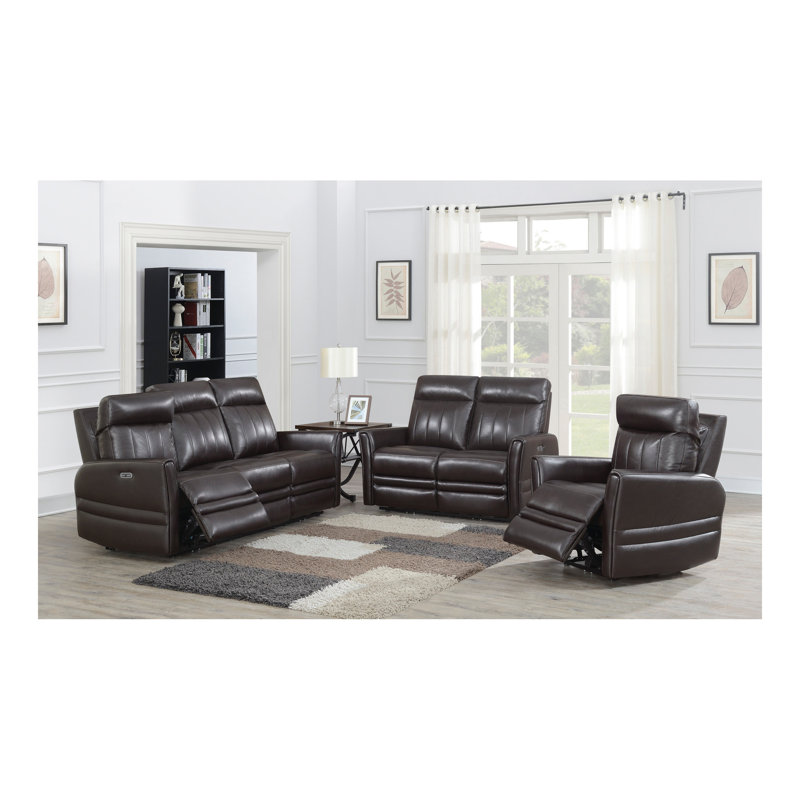 Collection contemporaine en cuir - repose-pieds électrique, appui-tête articulé - charge USB, bouton d'accueil - canapé inclinable double, élégant et pratique