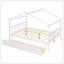 Lit double en bois avec tiroirs, blanc-129747070