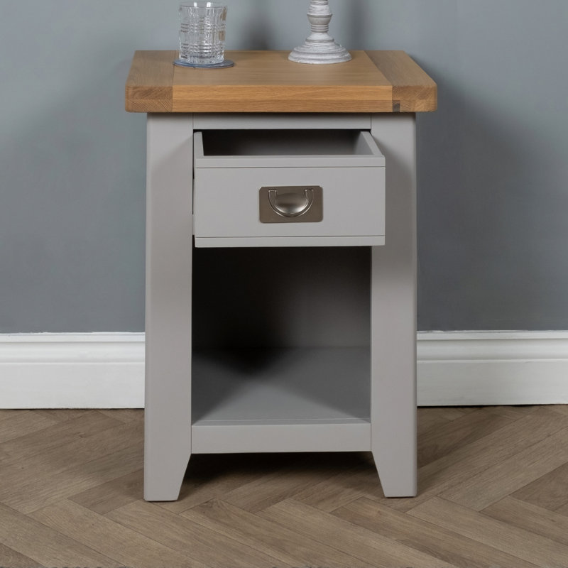 Altti 47cm W Solid Wood Bedside Table, Grey