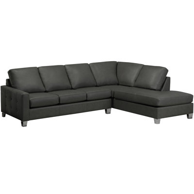 Prescot 107" Wide Genuine Leather Right Hand Facing Corner Sectional by Orren Ellis