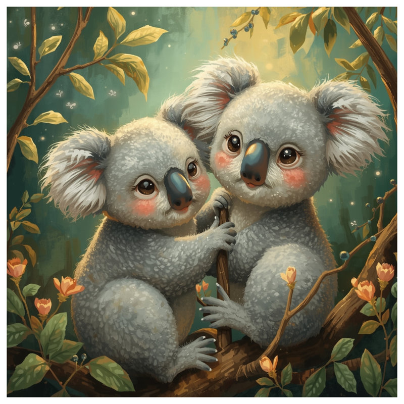 Cute Koala Pair Duvet Covers, Twin