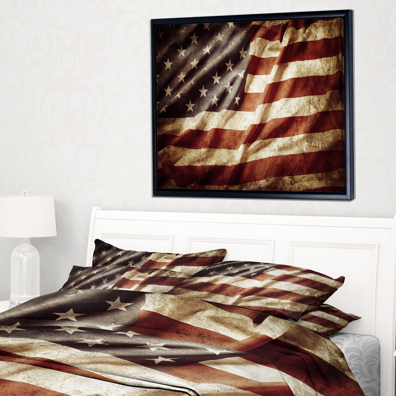 Drapeau américain - impression, H 12 po x l 20 po x P 1 po, Toile avec cadre flottant