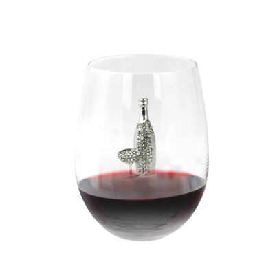 Jeweled Stemless Wine Glass  18 oz  Wine Bottle & Glass