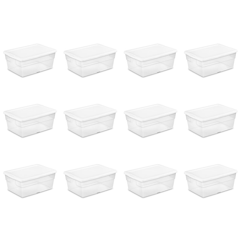 Sterilite Storage Box, Stackable Bin with Lid, Container Organizes Shoes and Crafts in Closet, 7" H x 11.9" W x 16.75" D