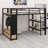 Loft Bed Frame With Wardrobe,Metal Loft Bed With Storage Shelves And Pegboard
