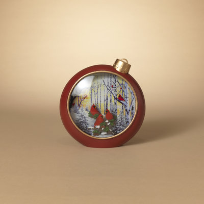 Lighted 8.3 in H Battery Operated Lighted Holiday Cardinal Scene Musical Spinning