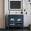 Meuble-lavabo 36 po Mid-Century avec capteur de mouvement et verre à motif, meuble-lavabo de ferme avec rangement, meuble-lavabo haut de gamme-247747337