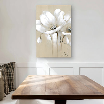 White Abstract Wild Flowers - Contemporary Metal Print Decor