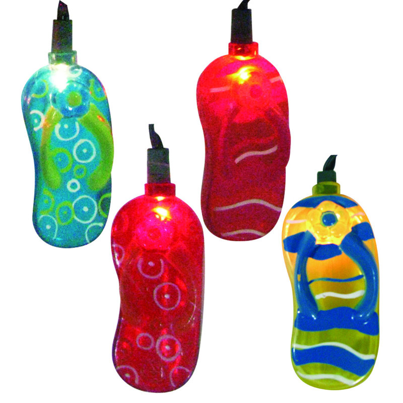 Ensemble de 10 lumières de Noël fantaisie à motif de sandales de plage tropicales - fil vert