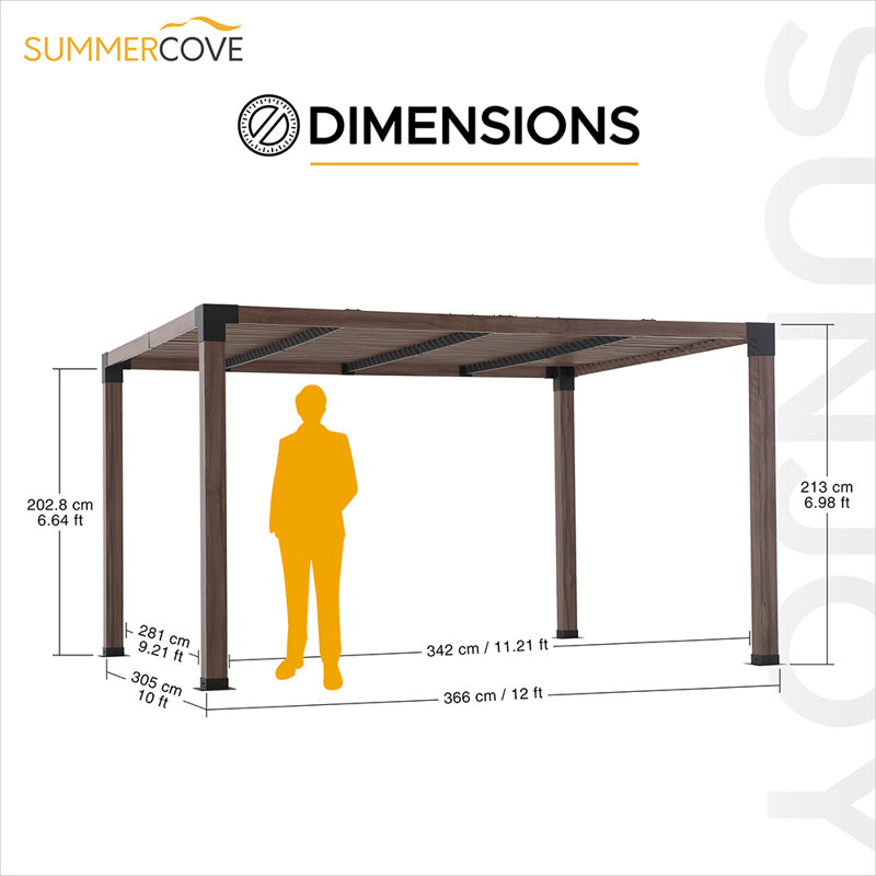 Pergola d'extérieur en acier 10 pi x 12 pi Sunjoy
