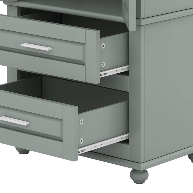 Armoire de rangement haute avec 2 tiroirs, Gris