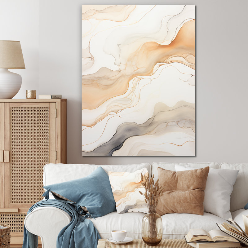 Minimalisme, rivières, élégance résonnante I sur toile, H 32 po x l 16 po x P 1 po, Toile tendue