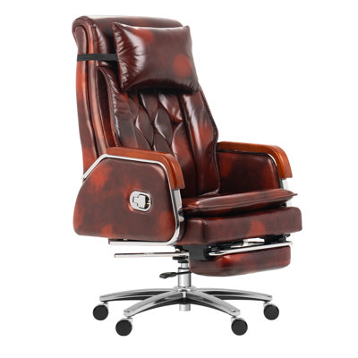 Fauteuil de bureau Kinnls Cameron avec ventilation chauffée, fauteuil de direction pour cadres entièrement inclinable avec repose-pieds rétractable, fauteuil de direction ergonomique en cuir véritable réglable (noir)