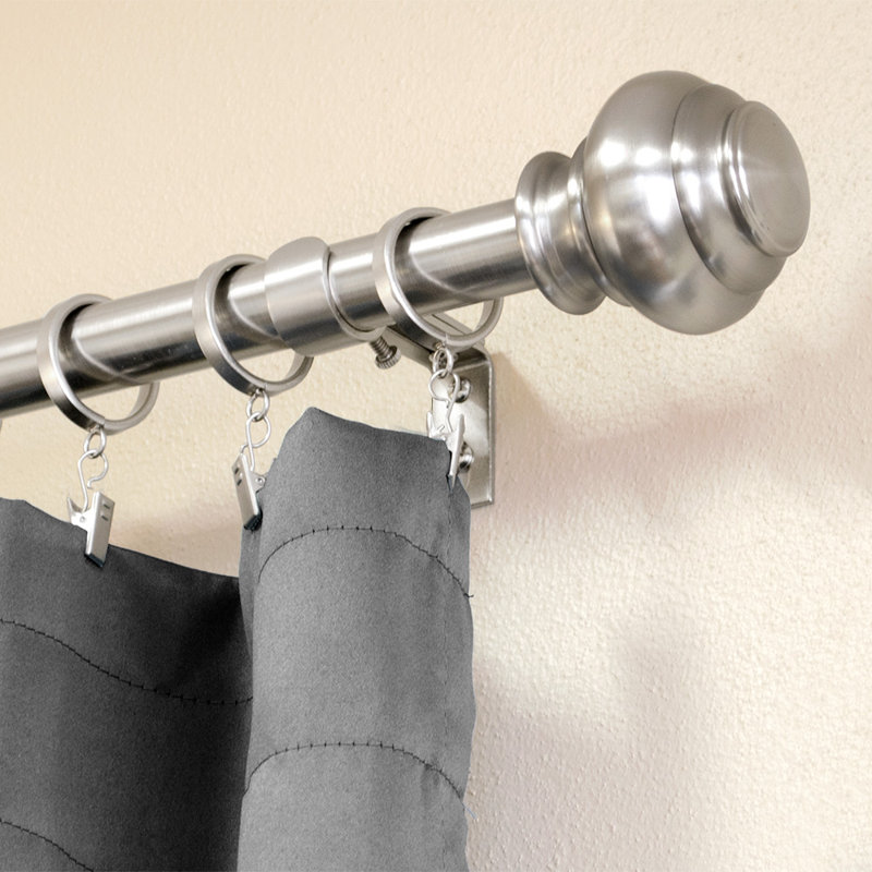 Tringle à rideaux simple ajustable 120 po à 240 po Crystalle Steel, Nickel brossé plaqué