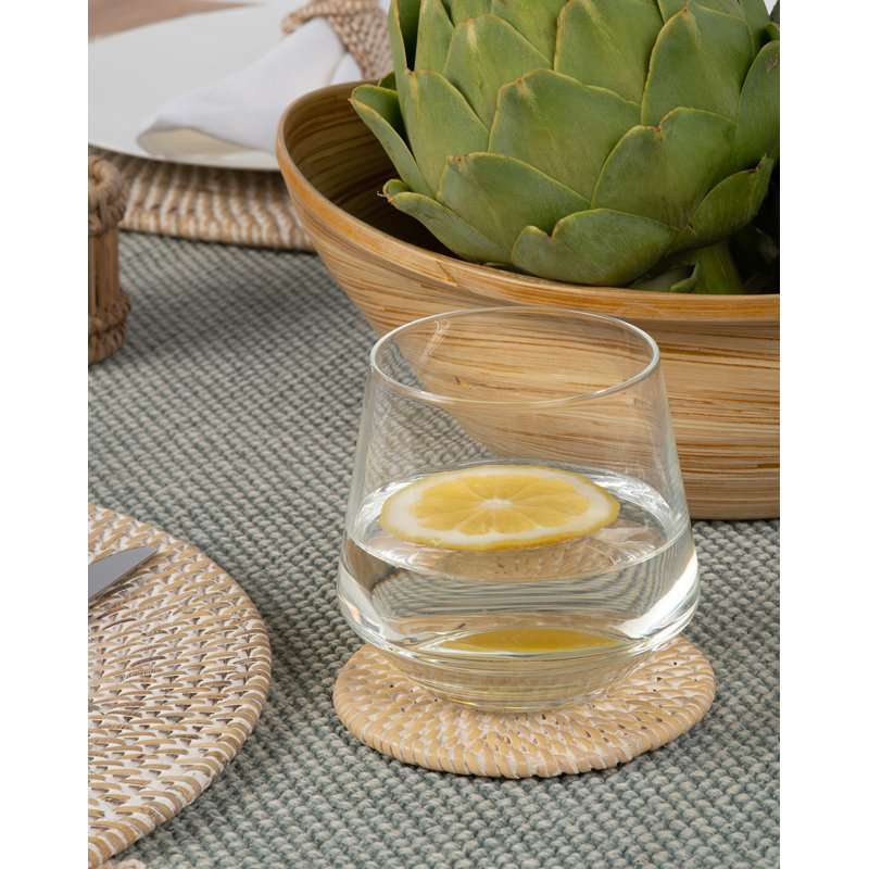 Woodside Round Coaster Set with Holder, Beige
