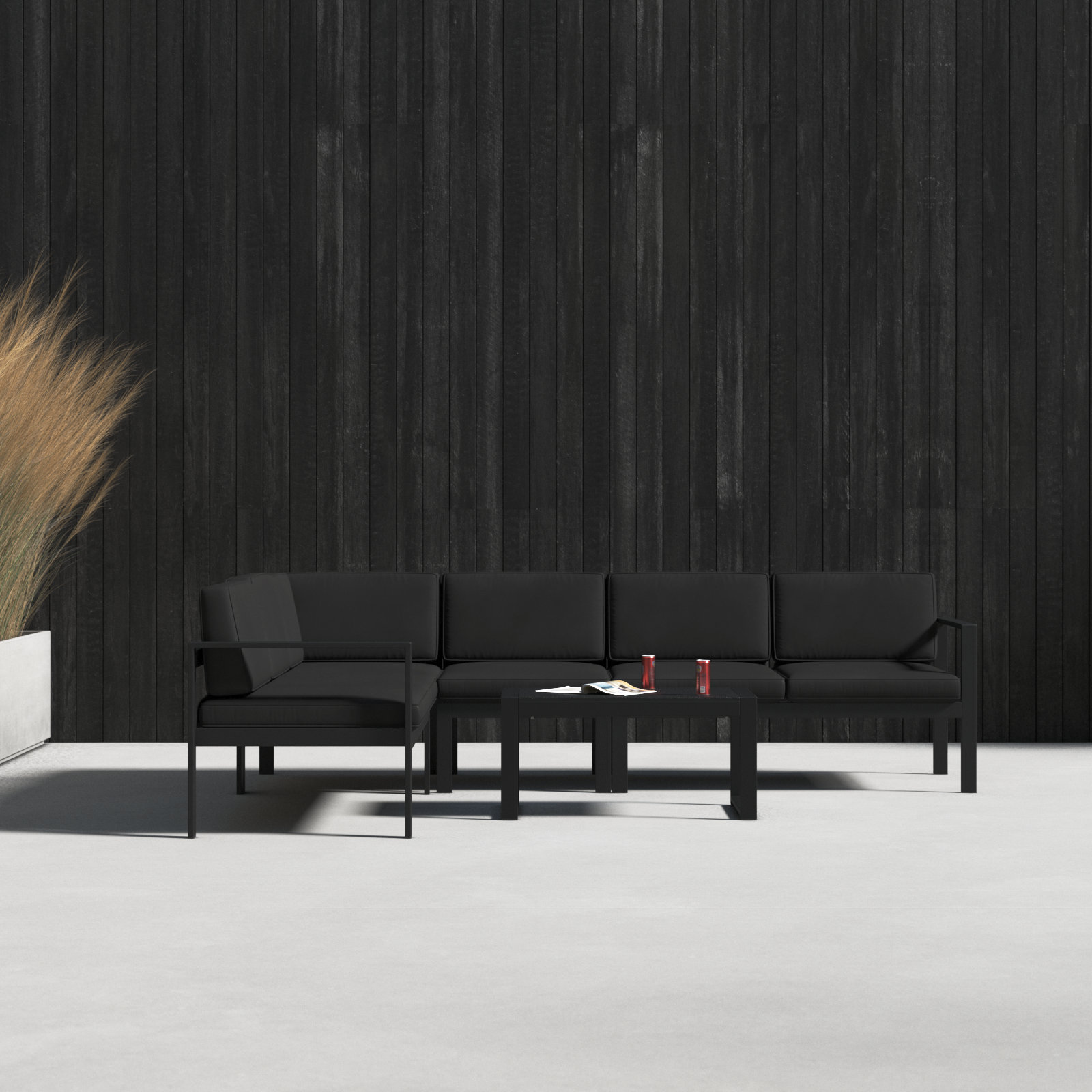 Karen Sectional Seating Group with Cushions, Black