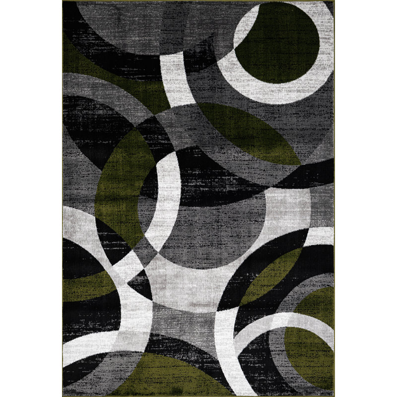 Abstract Area Rug, Green, Rectangle 120 x 170 cm