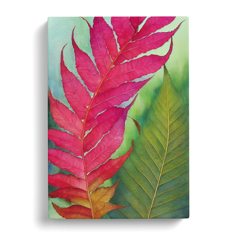 Watercolour Fern Leaf Vol.4 - Wrapped Canvas, 76cm H x 50cm W x 3cm D