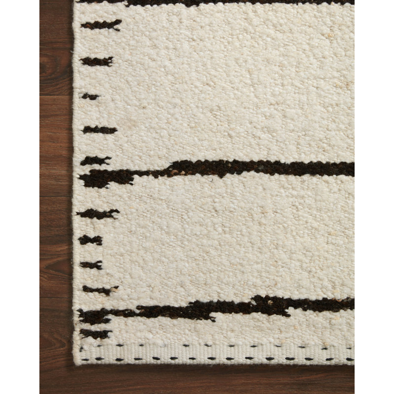 Tapis beige / noir en laine tissé à la main Sapphera, Rectangle 11 pi 6 po x 15 pi