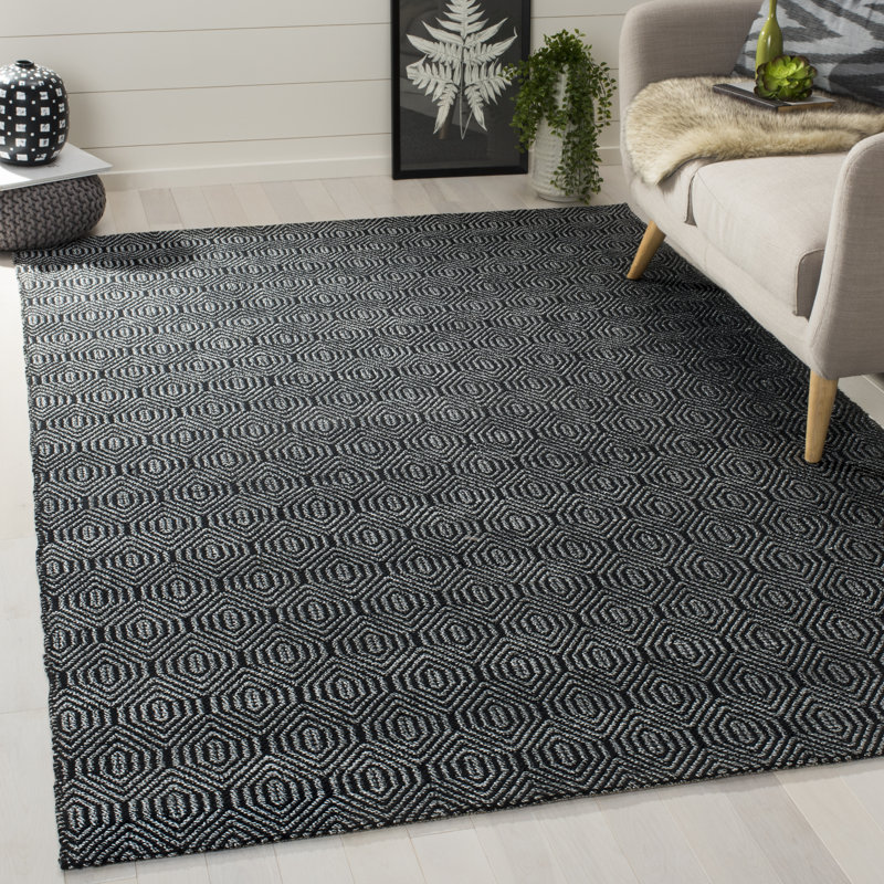 Adelmar Flatweave Black/Grey Area Rug, Rectangle 5' x 8'