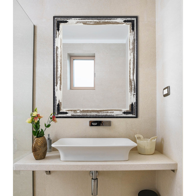 Miroir pleine grandeur rustique patiné, H 25,5 po x l 21,5 po, Crème
