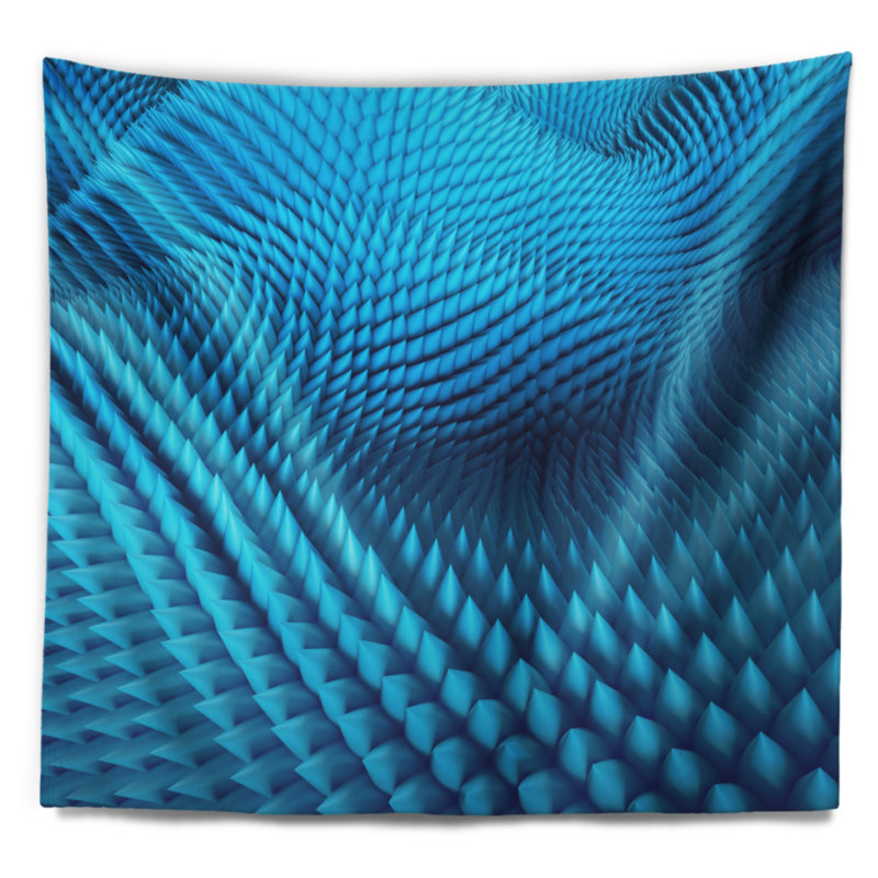 Abstrait abstrait bleu tapissé, H 78 po x l 92 po