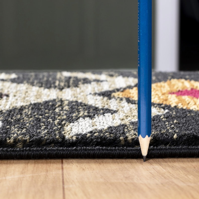 Area Rug In Black 2X3, Made With Polypropylene For A Soft And Feel Inspired Cozy Fashionable Home, Rectangle 2' x 2'11"
