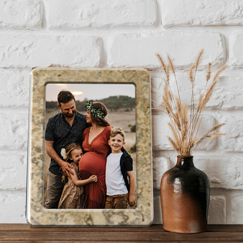 Fossil Marble Picture Frame, 4x6 Inches, Modern Desk Display