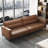 86.61 Inch Leather Sofa With Solid Wood Frame And Metal Legs