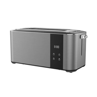 Gevi Toaster 4 Slice Toaster LED Digital Touch Screen Extra-Wide Slots  Black + Silver 