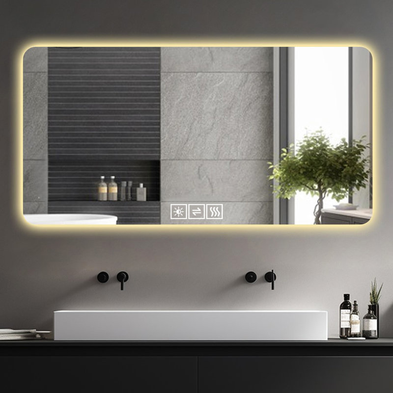 28*60In Led Backlit Mirror - , Dimmable , Touch Button Control Modern Bathroom Corrosion Proof,