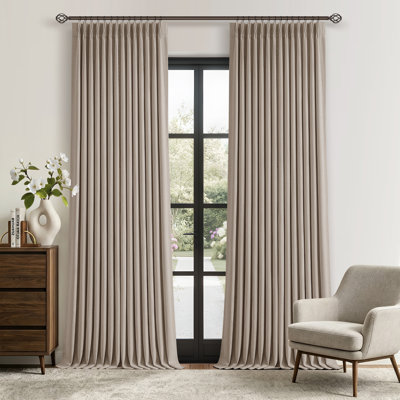 100% Blackout Thermal Memory Trained Pinch Pleated Farmhouse linen curtain 2 panels