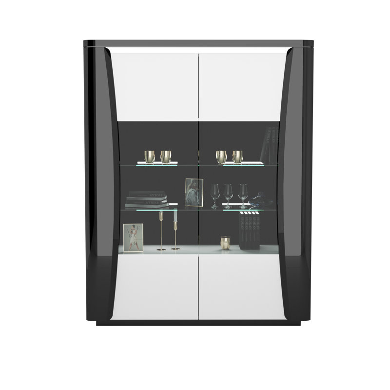 Vannatter Display Cabinet, White and black