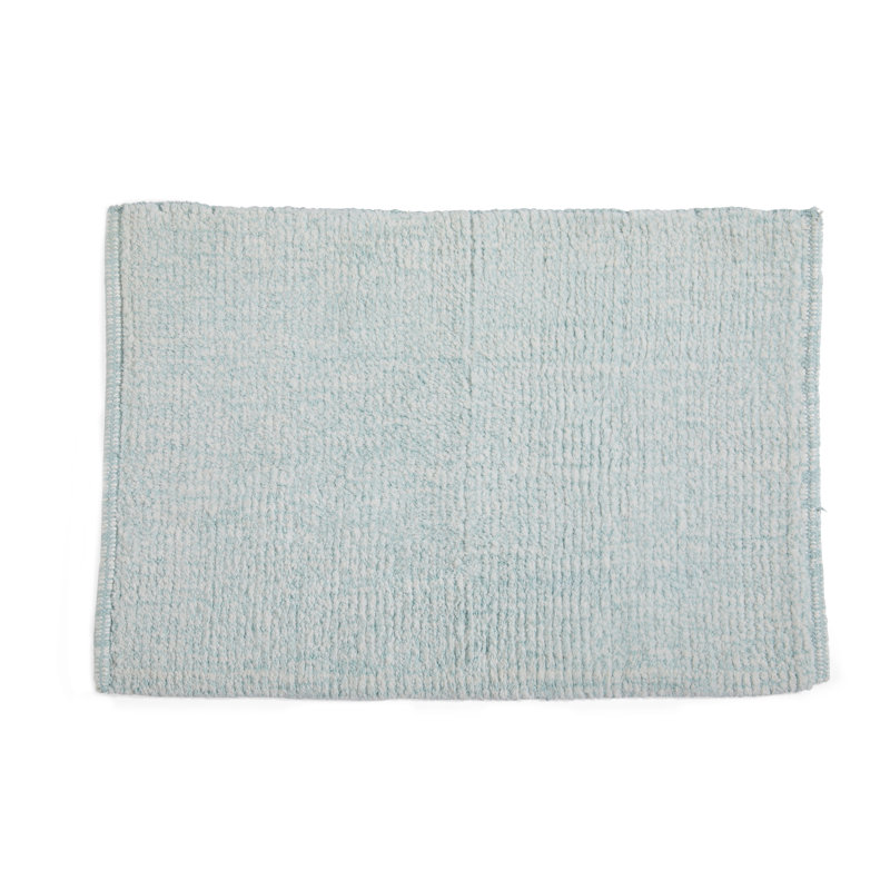 Cotton Blend Bath Rug, Aqua