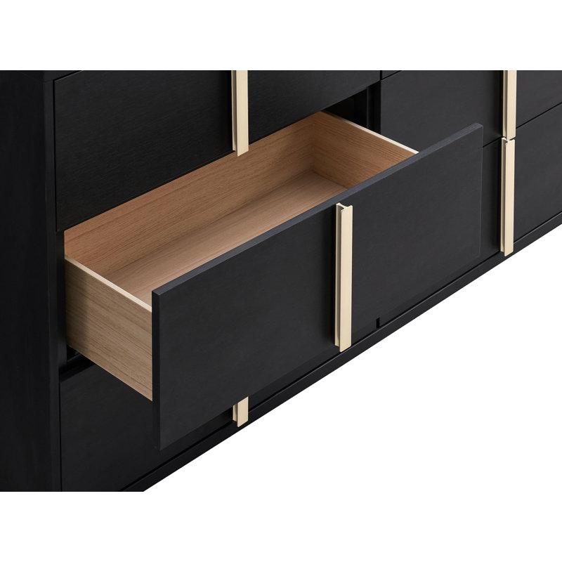 Jelissa 58.5'' W 6 - Drawer Dresser, Black