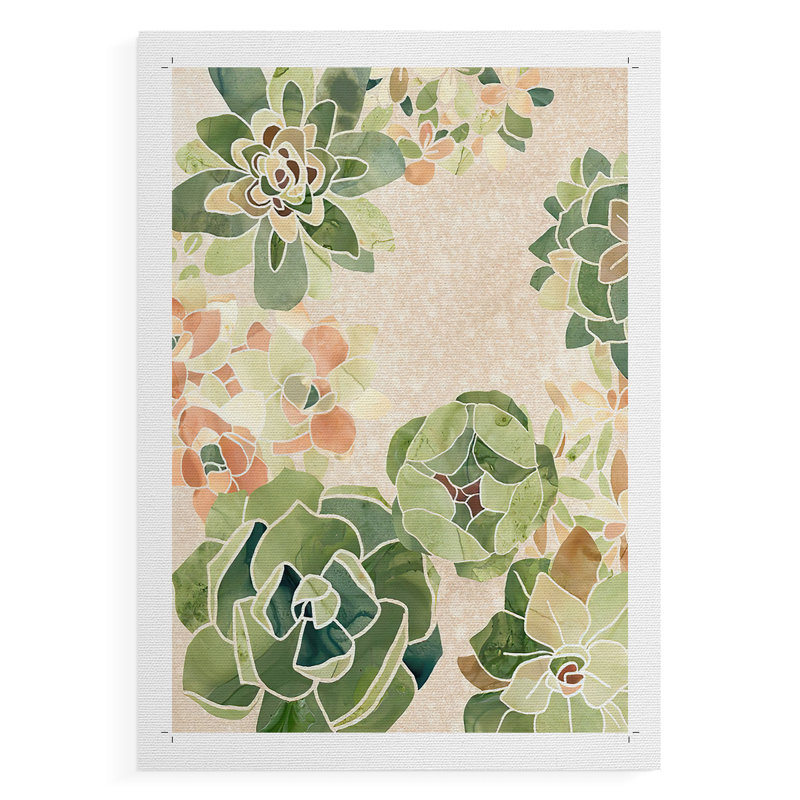 Stuccyled GlassSucculentsI - Impression sur toile seulement - NON-CADRE, H 18 po x l 12 po