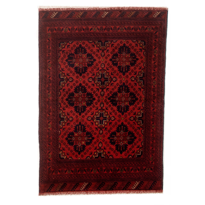 Tapis de zone en laine rouge 3 pi 3 po x 4 pi 9 po à la main one-of-kind-noué la 2010s esari turque Alarick