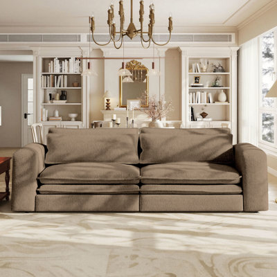 93" Sherpa Fleece Upholstered Sleeper Sofa with 3-in-1 Pull-Out Bed, Sherpa Sofa Bed for Living Room, Apartment, Camel