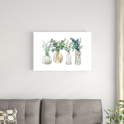 «Watercolor Botanical Glass Vases», reproduction d'art sur toile tendue