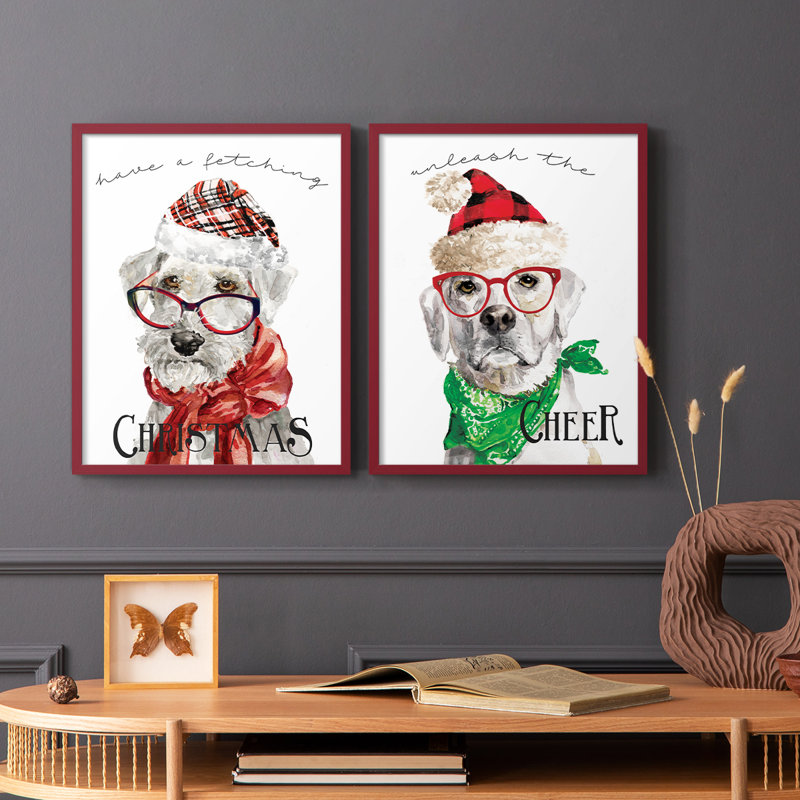 «Have a Fetching Christmas», impression encadrée de qualité supérieure - prête à être accrochée - aucun clou requis - aucun clou requis