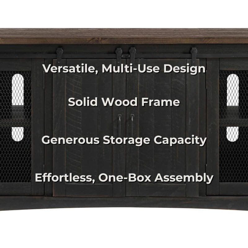 Kinsella Solid Wood TV Stand, Black/Brown