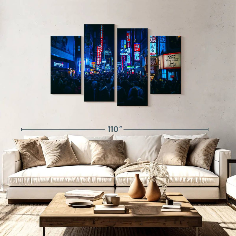 Night Crowd In Tokyo, 48" H x 75" W