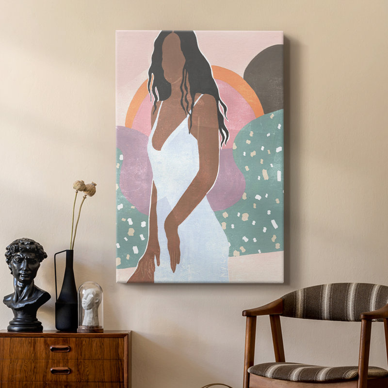 Curly Lady I - galerie tendue sur mesure Cavas, H 18 po x l 12 po