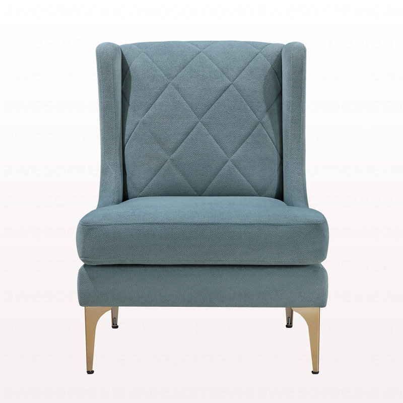 Fauteuil à oreilles moderne et luxueux en chenille bleue avec rembourrage à oreilles 1pc