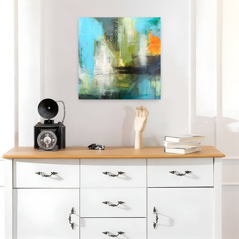 Aqua Serenity 2, art abstrait contemporain, H 18 po x l 18 po