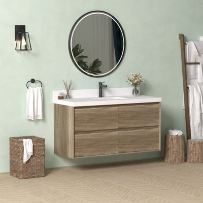 Melihcan 48 Inch Floating Wall-mounted Bahtroom Vanity With Single Sink