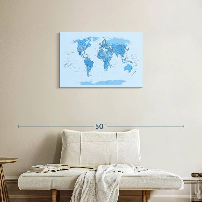 Carte du monde Aliaz - blues, H 20 po x l 30 po