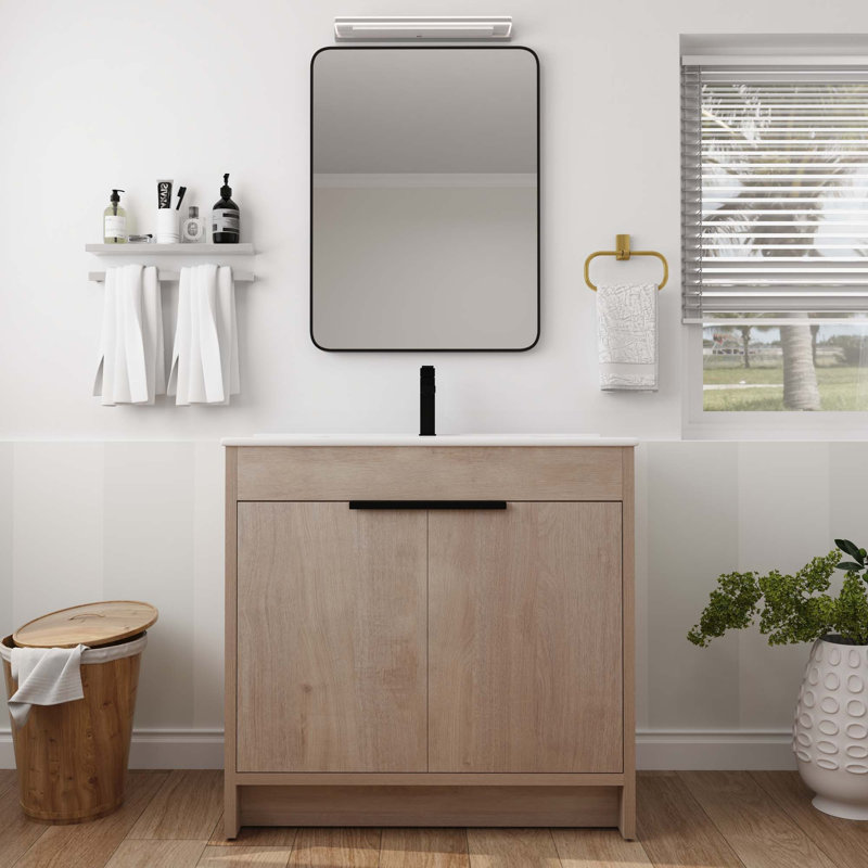 Meuble-lavabo autoportant avec lavabo en céramique